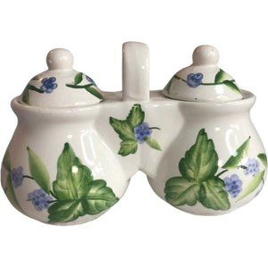 Ceramic Two-Sided Jelly Jar, it has Two Pots and two Lids,
